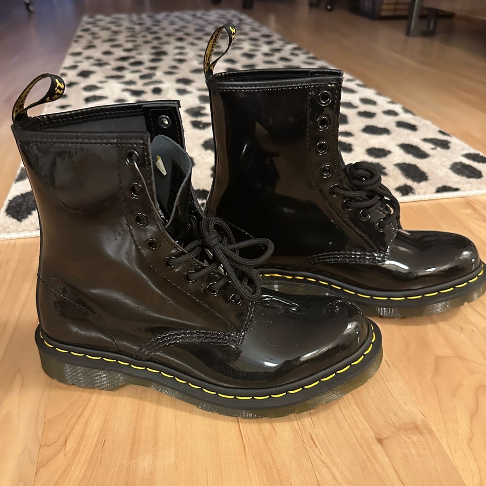 Dr. Martens Shiny Black Combat Boots NWOT